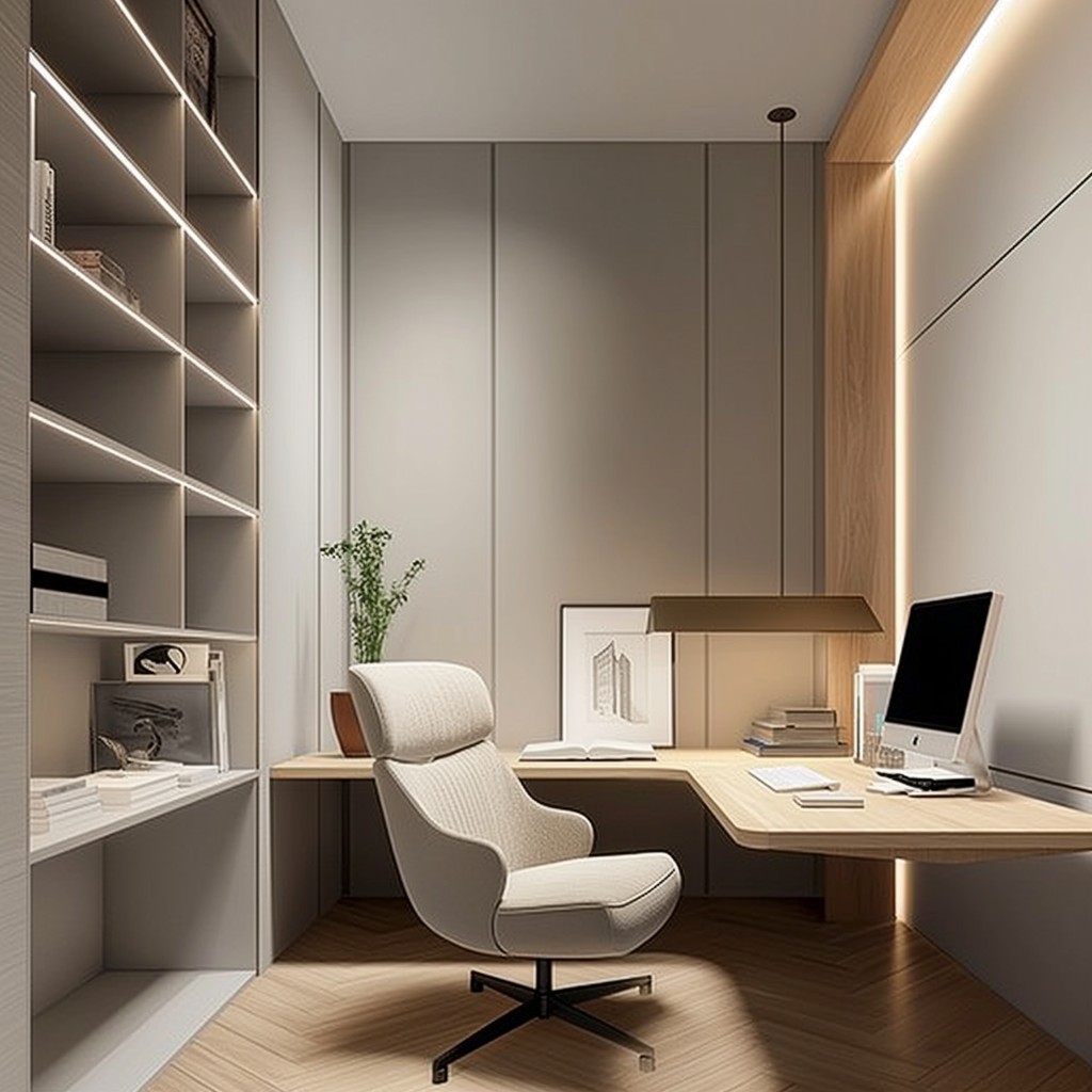 minimalistic home office design architectural render