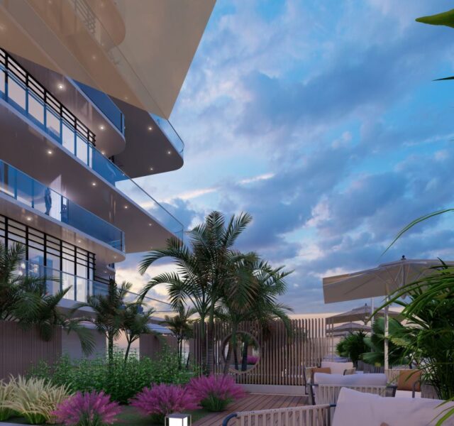 dubai islands architectural render of outdoor garden