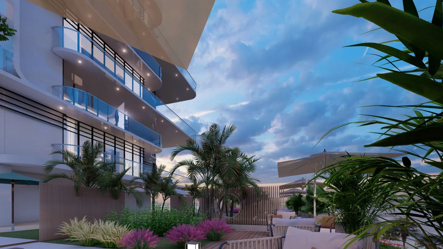 dubai islands architectural render of outdoor garden