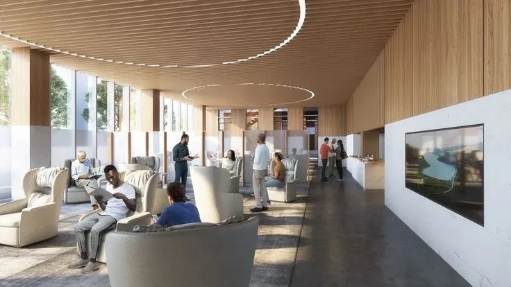 healthcare interior design architectural render of a hospital with patients